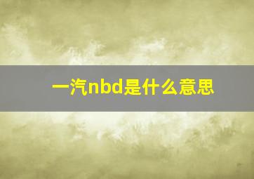 一汽nbd是什么意思