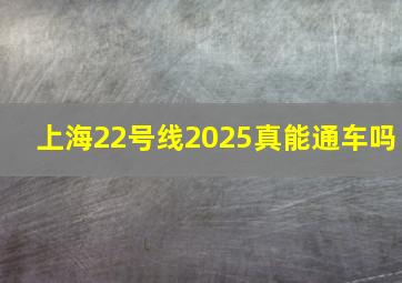 上海22号线2025真能通车吗