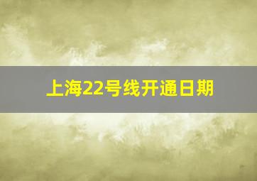 上海22号线开通日期