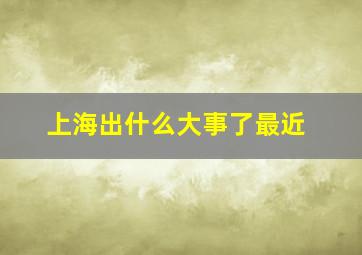 上海出什么大事了最近