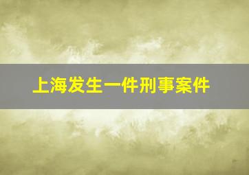 上海发生一件刑事案件