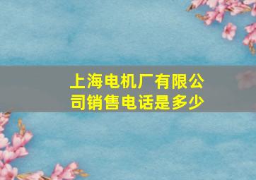 上海电机厂有限公司销售电话是多少