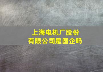 上海电机厂股份有限公司是国企吗