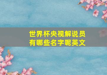 世界杯央视解说员有哪些名字呢英文