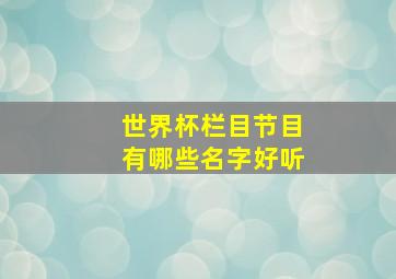 世界杯栏目节目有哪些名字好听