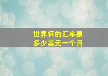 世界杯的汇率是多少美元一个月