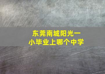 东莞南城阳光一小毕业上哪个中学