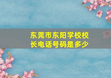 东莞市东阳学校校长电话号码是多少