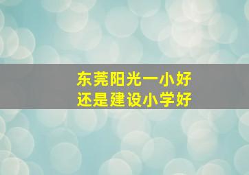 东莞阳光一小好还是建设小学好