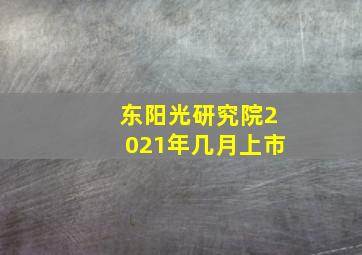 东阳光研究院2021年几月上市