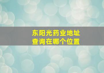 东阳光药业地址查询在哪个位置