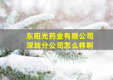 东阳光药业有限公司深圳分公司怎么样啊