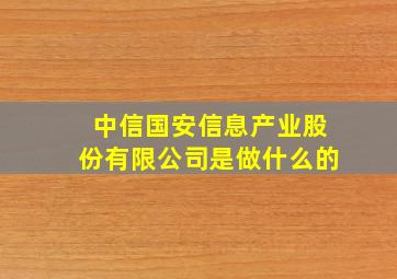 中信国安信息产业股份有限公司是做什么的