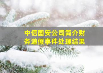 中信国安公司简介财务造假事件处理结果