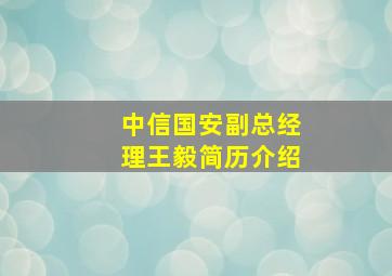 中信国安副总经理王毅简历介绍