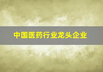 中国医药行业龙头企业