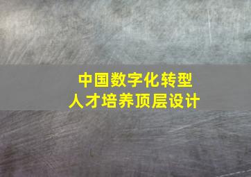 中国数字化转型人才培养顶层设计