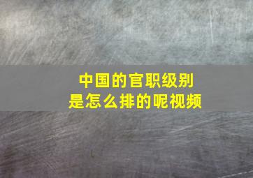 中国的官职级别是怎么排的呢视频