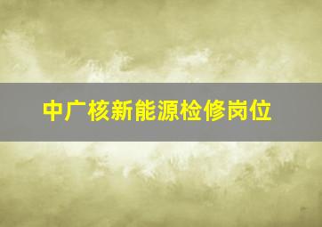 中广核新能源检修岗位