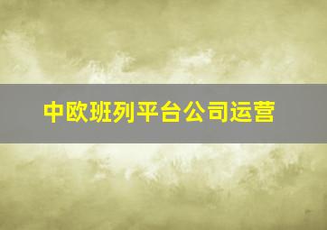 中欧班列平台公司运营