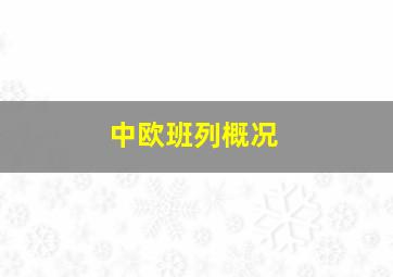 中欧班列概况