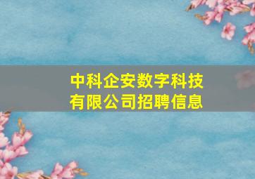 中科企安数字科技有限公司招聘信息