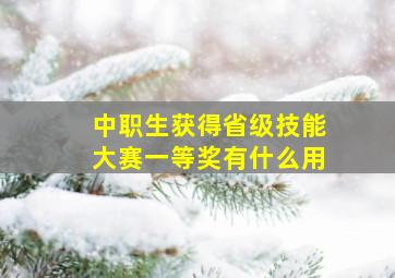 中职生获得省级技能大赛一等奖有什么用