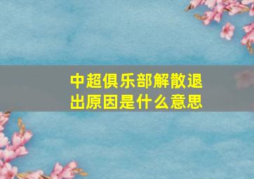 中超俱乐部解散退出原因是什么意思