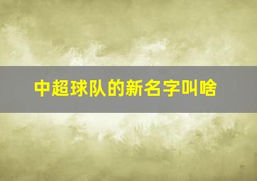 中超球队的新名字叫啥