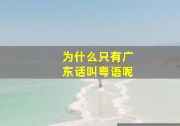 为什么只有广东话叫粤语呢