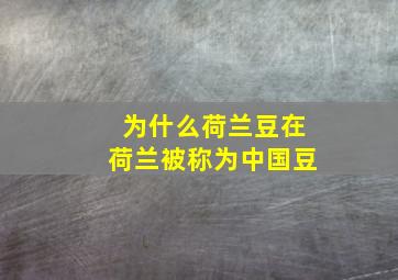 为什么荷兰豆在荷兰被称为中国豆