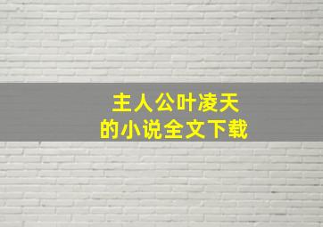 主人公叶凌天的小说全文下载