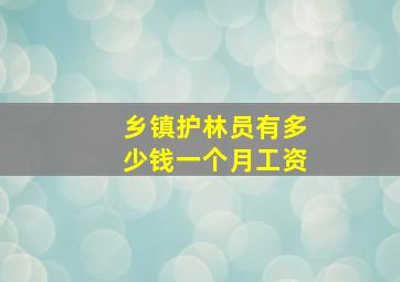 乡镇护林员有多少钱一个月工资