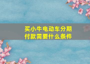 买小牛电动车分期付款需要什么条件