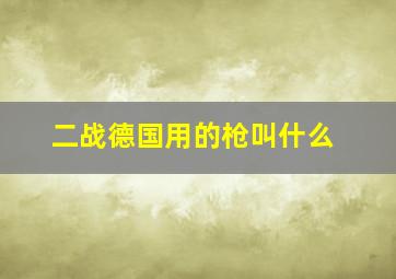 二战德国用的枪叫什么