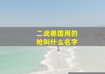 二战德国用的枪叫什么名字