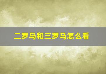 二罗马和三罗马怎么看