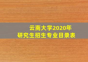 云南大学2020年研究生招生专业目录表