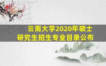 云南大学2020年硕士研究生招生专业目录公布