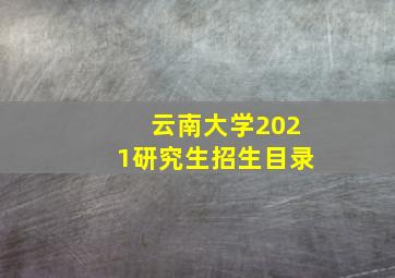 云南大学2021研究生招生目录