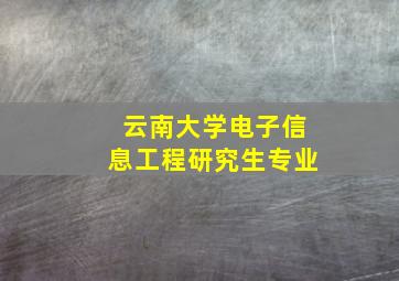 云南大学电子信息工程研究生专业