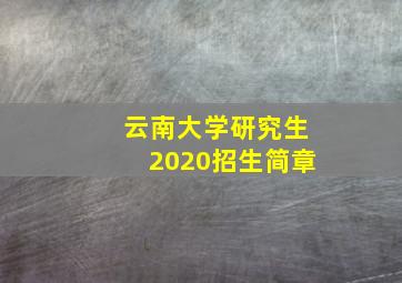 云南大学研究生2020招生简章