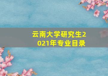 云南大学研究生2021年专业目录