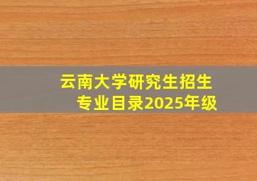 云南大学研究生招生专业目录2025年级