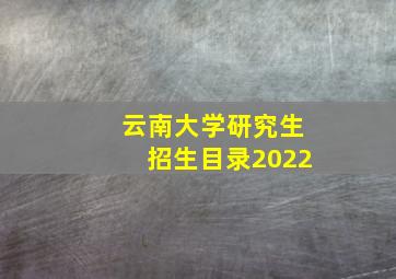 云南大学研究生招生目录2022