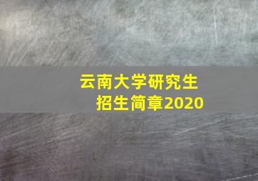 云南大学研究生招生简章2020