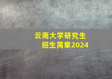 云南大学研究生招生简章2024