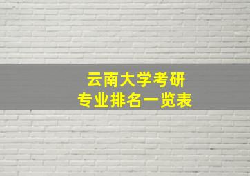 云南大学考研专业排名一览表