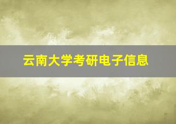 云南大学考研电子信息