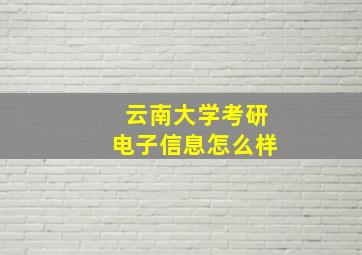 云南大学考研电子信息怎么样